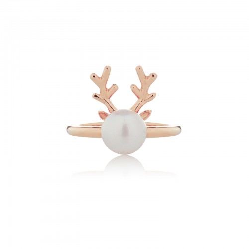 Pearly Reindeer / Ring (Gold & Rose Gold Plating)