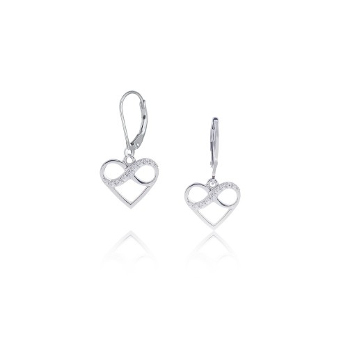 Sparking Infintiy Heart /Dangling Earrings with Leverback