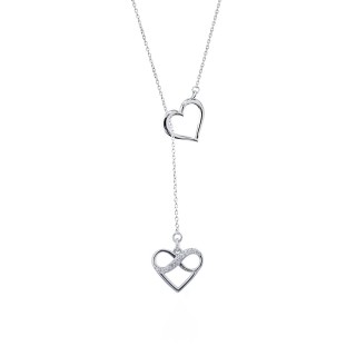 Sparking Infintiy Heart /Lariat Necklace 50+7 cm.