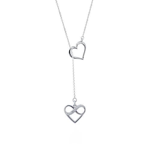 Sparking Infinity Heart /Lariat Necklace 50+7 cm.