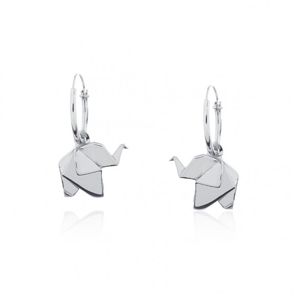 Origami Elephant /Hoop Earrings