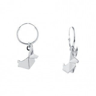 Origami Rabbit /Hoop Earrings